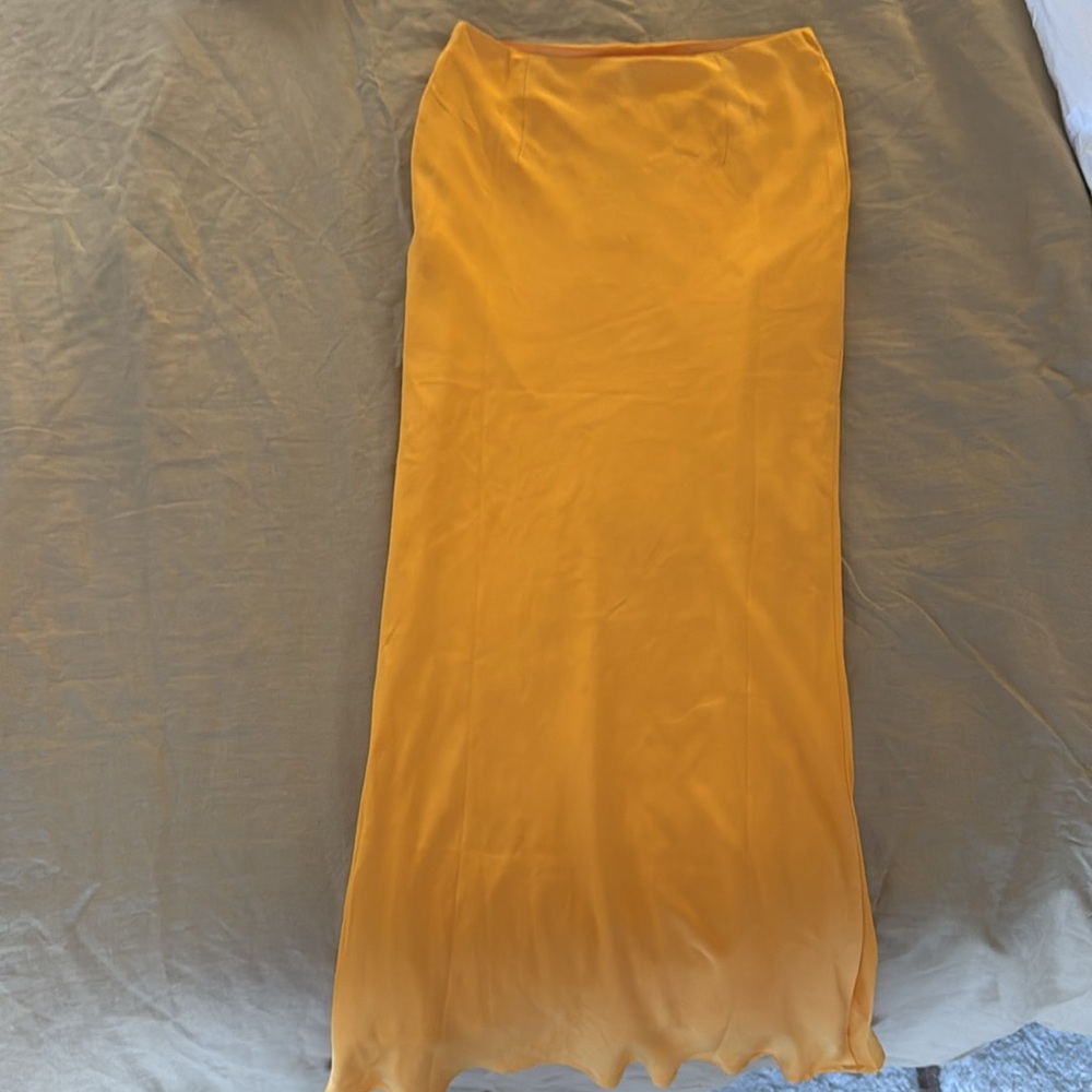 Meshki Tangerine Gold Satin Maxi Skirt - Picture 6 of 6
